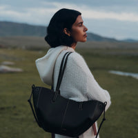 Cyme Mini - Textured Black with Ecru Stitching