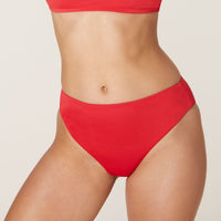 The 90s High Waist Bikini Bottom - Eco Nylon - Cherry Red