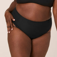 The High Waist Cheeky Bikini Bottom - Eco Ribbed - Black