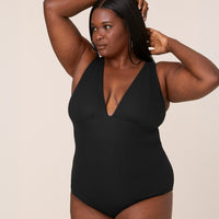The Mykonos One Piece - Ribbed - Black - Long Torso