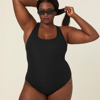 The Tulum One Piece - Eco Ribbed - Black - Long Torso