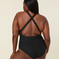 The Tulum One Piece - Eco Ribbed - Black - Long Torso