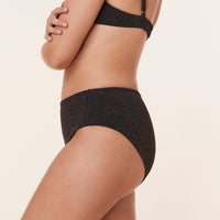 The High Rise Bikini Bottom - Lurex Rib - Black