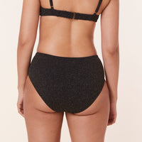 The High Rise Bikini Bottom - Lurex Rib - Black