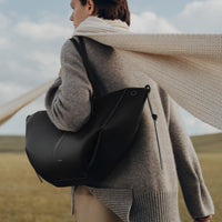 Cyme - Textured Black with Ecru Stitching