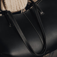 Cyme - Textured Black with Ecru Stitching