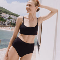The High Waist Bikini Bottom - Eco Nylon - Black