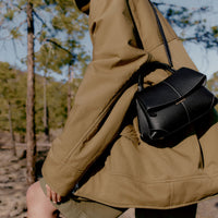 Mokki Mini - Textured Black with Ecru Stitching