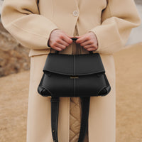 Mokki - Textured Black with Ecru Stitching