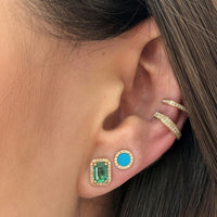 Diamond & Turquoise Circle Earrings