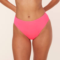 The 90s High Waist Bikini Bottom - Eco Nylon - Neon Grapefruit