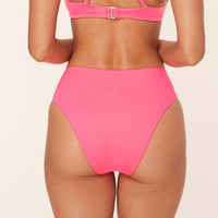 The 90s High Waist Bikini Bottom - Eco Nylon - Neon Grapefruit