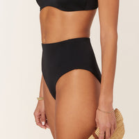 The High Rise Bikini Bottom - Eco Nylon - Black