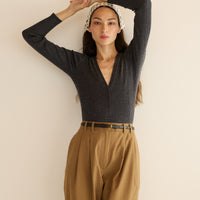 ALBANIE TOP -- CHARCOAL GREY