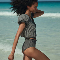 ALEX HIGH WAIST BIKINI BOTTOM -- LA MADDALENA GINGHAM
