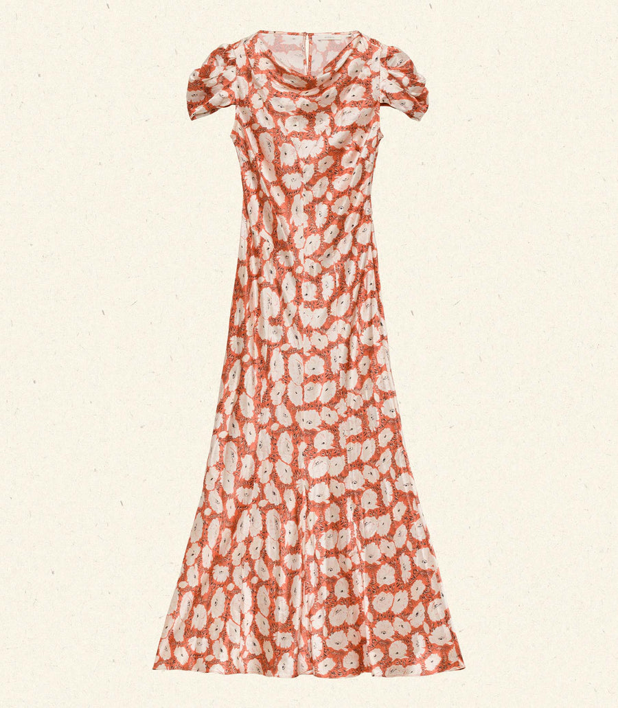 ALNA DRESS -- ROUGE FLEURS D'ANEMONE