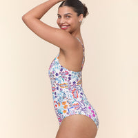 The Amalfi One Piece - Eco Nylon - Botanical Floral - Long Torso