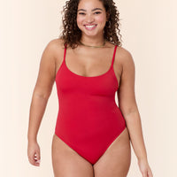 The Amalfi One Piece - Eco Nylon - Cherry Red - Long Torso