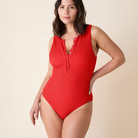 The Malibu One Piece - Seersucker - Firecracker - Long Torso