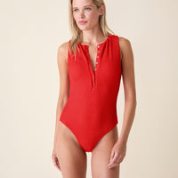 The Malibu One Piece - Seersucker - Firecracker - Long Torso