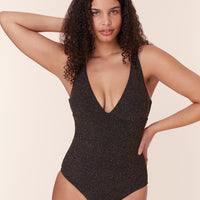 The Augustine One Piece - Lurex Rib - Black - Long Torso