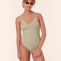 The Marco One Piece - Striped Rib - Iguana - Classic