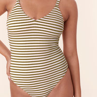 The Marco One Piece - Striped Rib - Iguana - Classic
