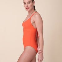 The Honolulu One Piece - Eco Ribbed - Vermillion - Long Torso
