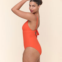 The Honolulu One Piece - Eco Ribbed - Vermillion - Long Torso