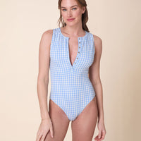 The Malibu One Piece - Crinkle Gingham - Sky Gingham - Long Torso