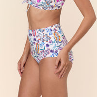 The Super High Waist Bikini Bottom - Eco Nylon - Botanical Floral