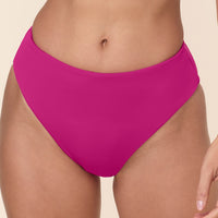 The 90s High Waist Bikini Bottom - Eco Nylon - Fuchsia
