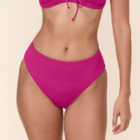 The 90s High Waist Bikini Bottom - Eco Nylon - Fuchsia