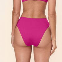 The 90s High Waist Bikini Bottom - Eco Nylon - Fuchsia