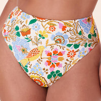 The High Waist Cheeky Bikini Bottom - Eco Nylon - Bird Floral