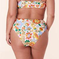 The High Waist Cheeky Bikini Bottom - Eco Nylon - Bird Floral