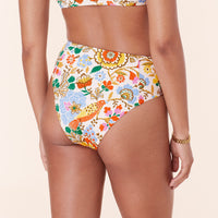 The High Waist Cheeky Bikini Bottom - Eco Nylon - Bird Floral