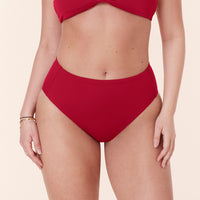 The High Rise Bikini Bottom - Eco Nylon - Garnet