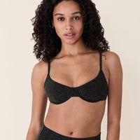 The Bermuda Bikini Top - Lurex Rib - Black