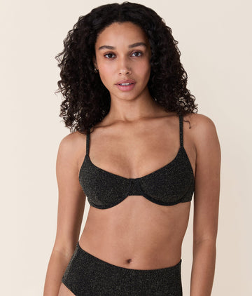 The Bermuda Bikini Top - Lurex Rib - Black