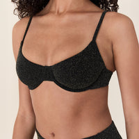 The Bermuda Bikini Top - Lurex Rib - Black