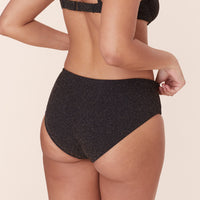 The High Rise Bikini Bottom - Lurex Rib - Black