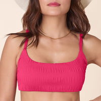 The Maui Bikini Top - Smocked - Bright Begonia
