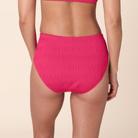 The High Rise Bikini Bottom - Smocked - Bright Begonia