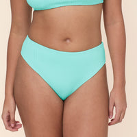 The 90s High Waist Bikini Bottom - Wide Rib - Opal
