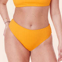 The 90s High Waist Bikini Bottom - Wide Rib - Tangerine