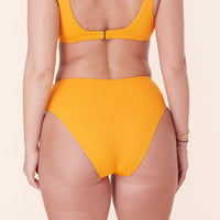 The 90s High Waist Bikini Bottom - Wide Rib - Tangerine