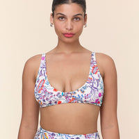 The Mila Bikini Top - Eco Nylon - Botanical Floral