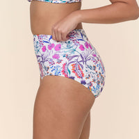 The Super High Waist Bikini Bottom - Eco Nylon - Botanical Floral