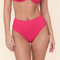 The High Waist Bikini Bottom - Eyelet - Begonia